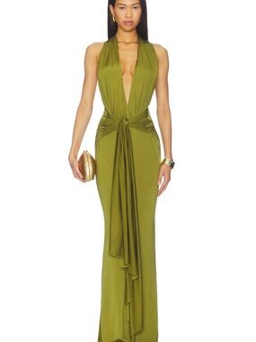 Christina Elezaj Coralie Gown in Chartreuse